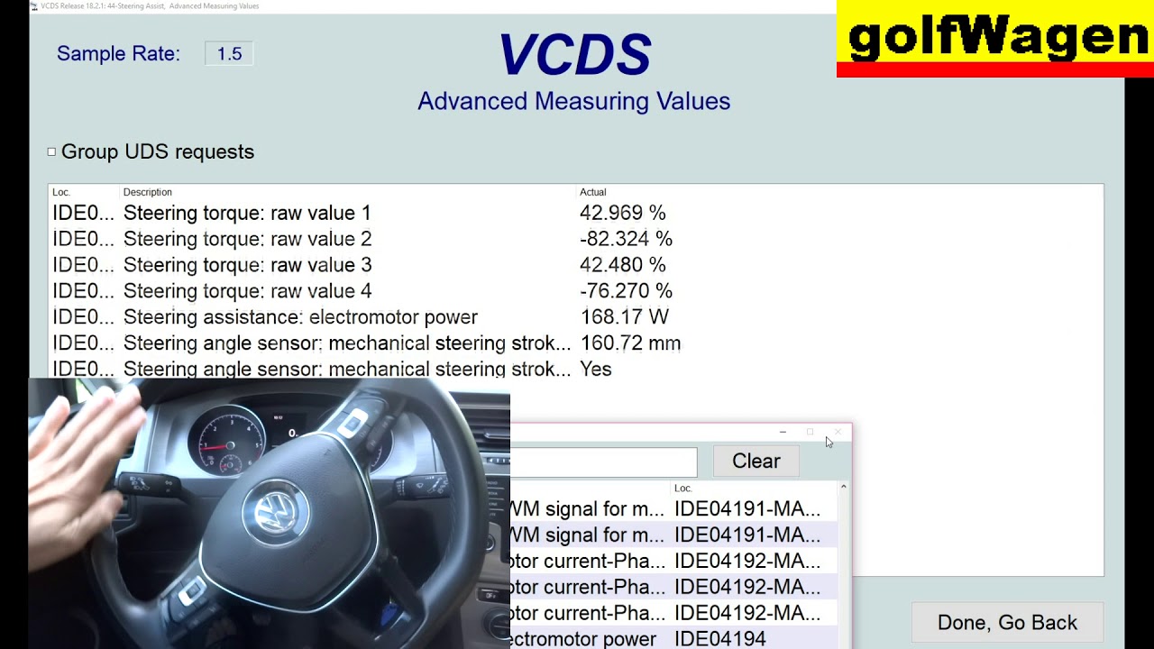 VW Golf 7 steering assistent set on VCDS-VAG