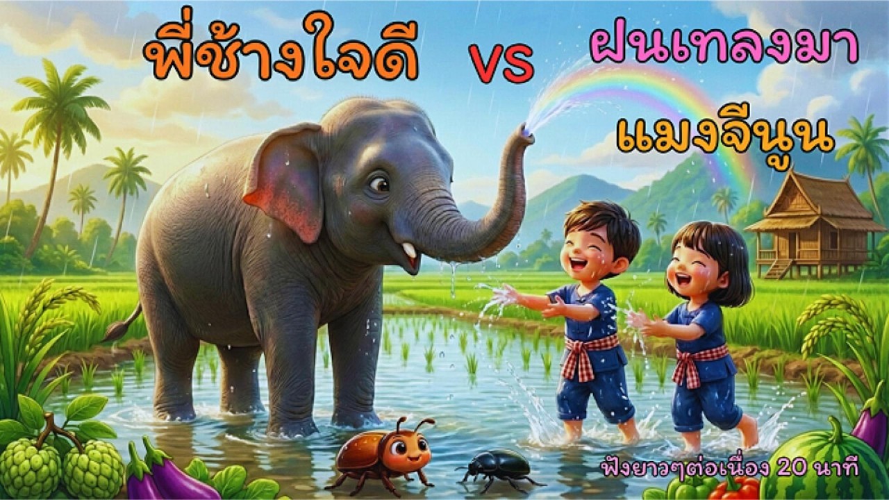 🐘🌧️ ศึกสัตว์หรรษา! พี่ช้างใจดี VS แมงจีนูน (ฝนเทลงมา) l เพลงเด็กอนุบาล ร้องเล่นเต้นตาม สนุกๆ