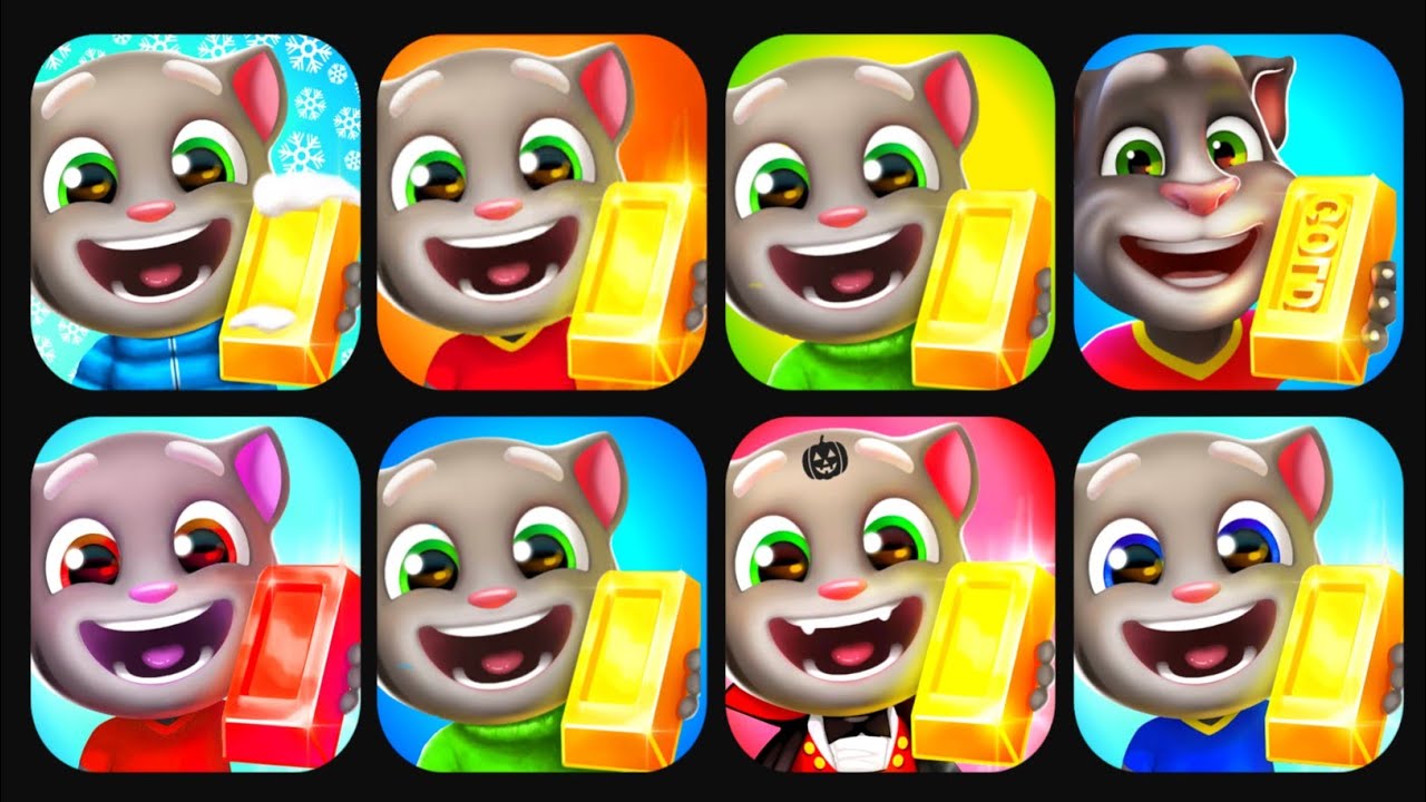 Talking Tom Gold Run Skateboard,Gingers Farm,Mining Cart,Santa Village,Flying,Snowboard,Lost City