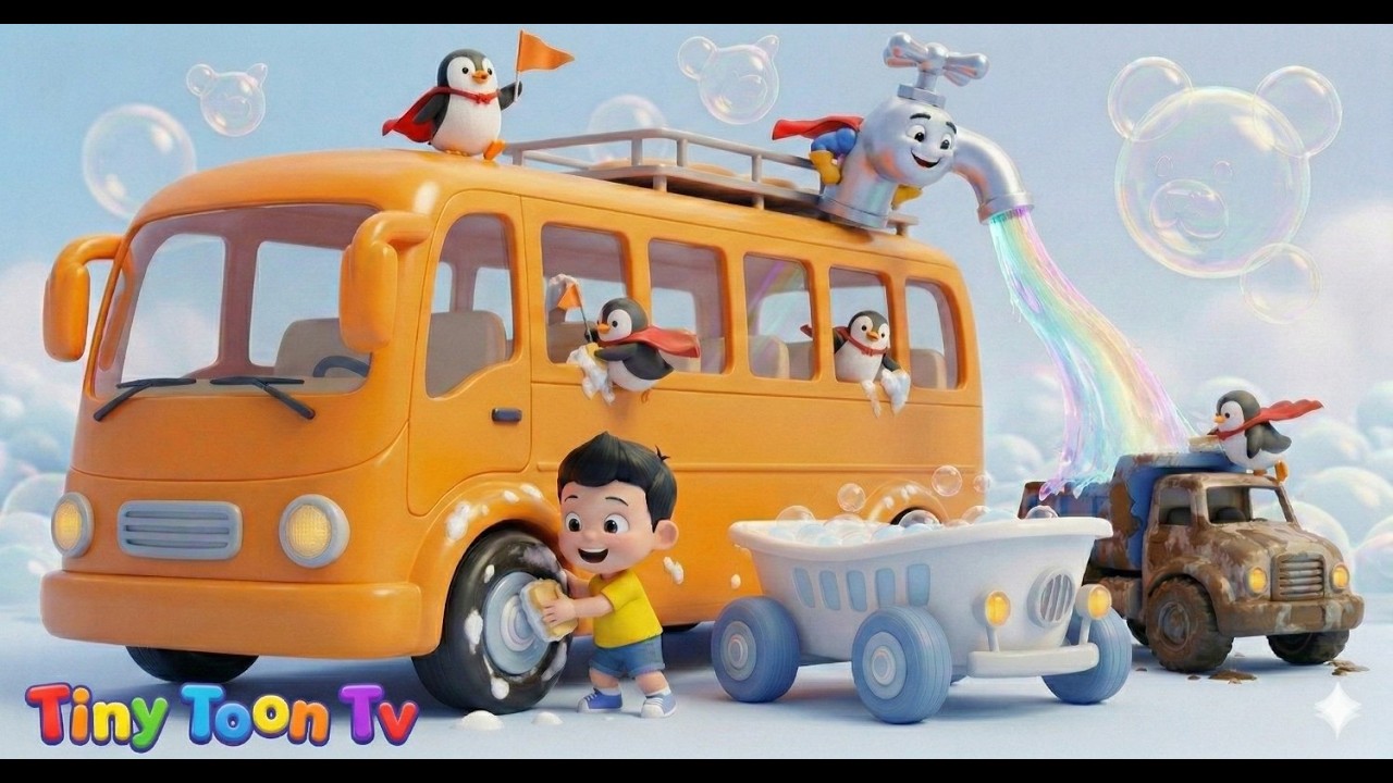 The Wheels on the Bathtub Bus! 🧼✨ | Super Penguins & Hero Capes Kids Song By Tiny Toons Tv