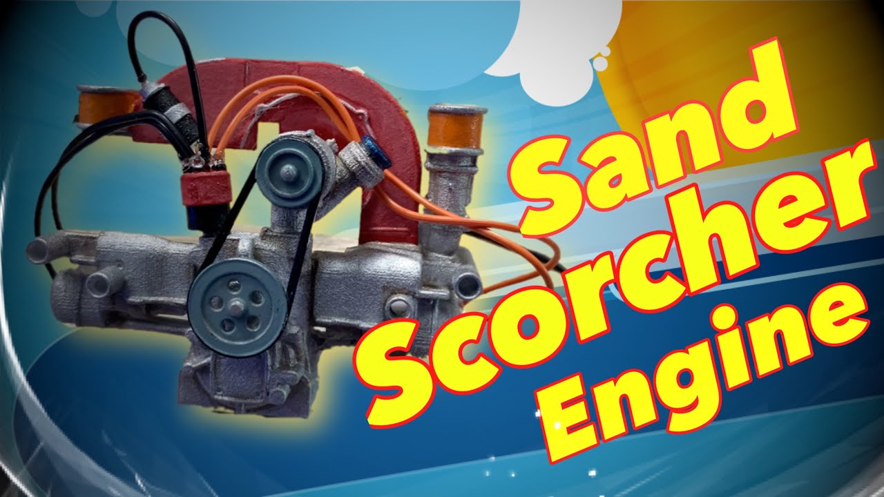 Painting A Tamiya Sand Scorcher 3D Printed Model Engine. 1/10th Vintage RC Buggy Kit 58452
