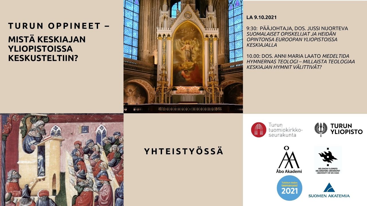 Turun oppineet — elämää keskiajan yliopistossa -seminaari, lauantain 9.10. luennot