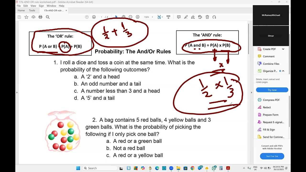Probability or & and and tree diagram