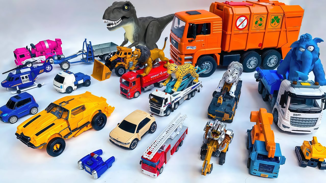 Koleksi Transformers Bumblebee Mobil Truk Mainan, Truk Pemadam, Mobil Balap, Helikopter dan Dinosaur