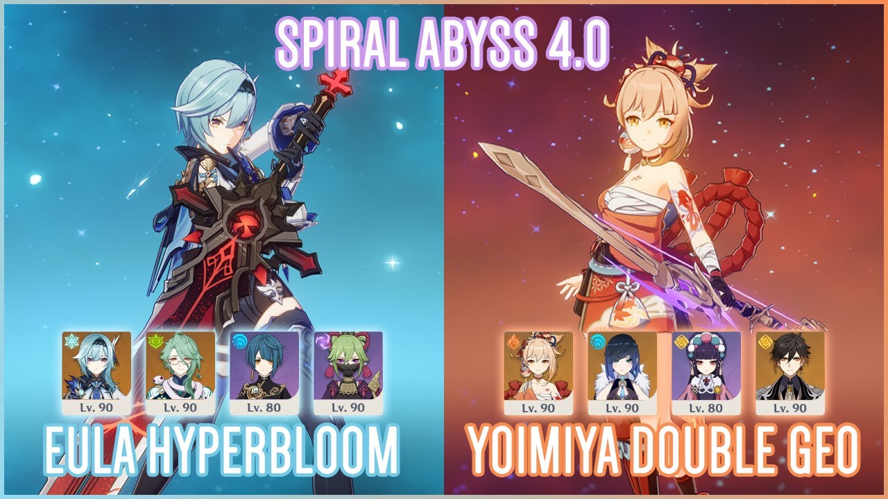 C0 Eula Hyperbloom & C0 Yoimiya Double Geo | Spiral Abyss 4.0 | Genshin Impact