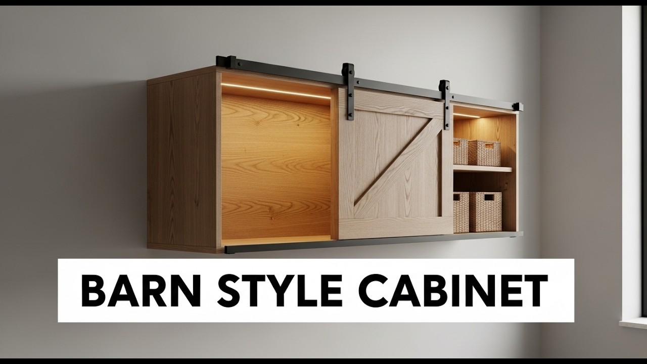 Modern Wooden Sliding Door Cabinet | Mini Barn Style Build  Woodworking ASMR #asmr #woodworkingasmr