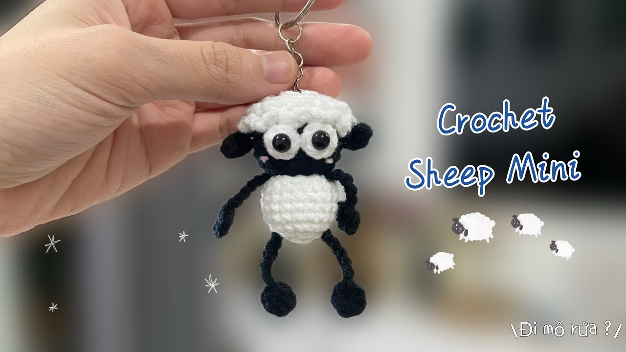 Crochet Sheep mini Keychain / Hướng dẫn móc bé cừu mini làm móc khoá siêu xinh