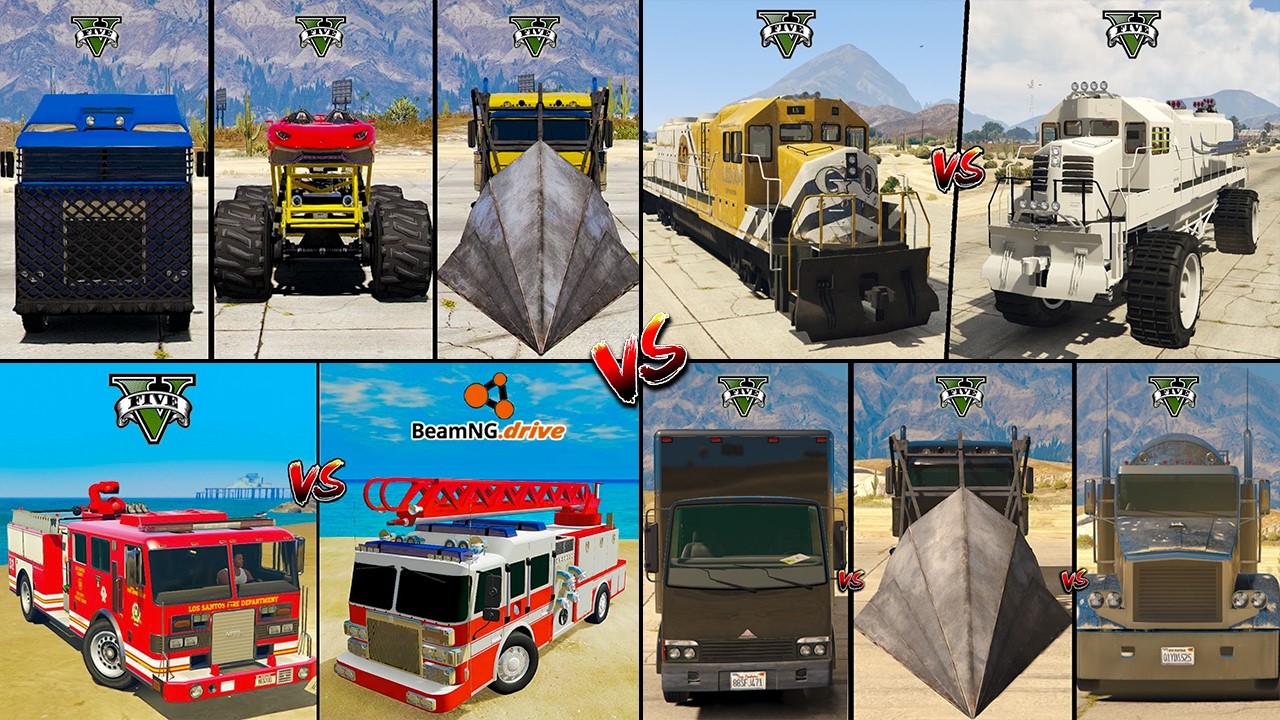 MONSTER TRUCK VS TRAIN VS AMBULANCE VS RAMP TRUCK IN TEARDOWN VS BEAMNG - WHICH IS BEST ?