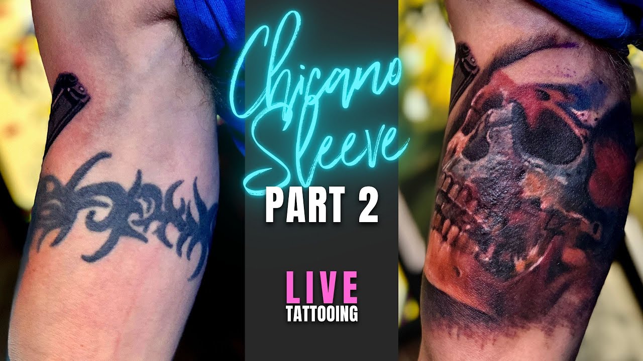 Chicano Sleeve - Part 2 - Skull Cover up - by Electric Linda