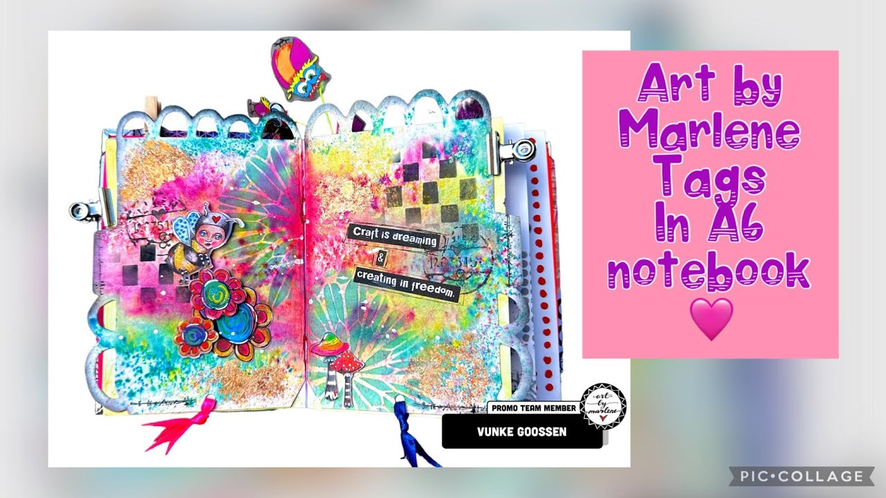 Art by Marlene notebook with tags 🩷ABM-SI-NOTE 01 (A6)/Mixmedia
