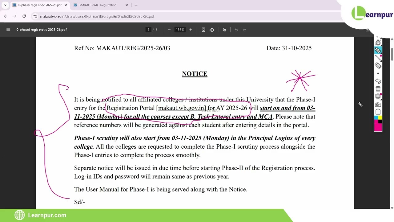 All Courses (UG/PG) Registration Started 2025&ndash;26 📝 | Phase 1 | MAKAUT Affiliated Colleges ✅
