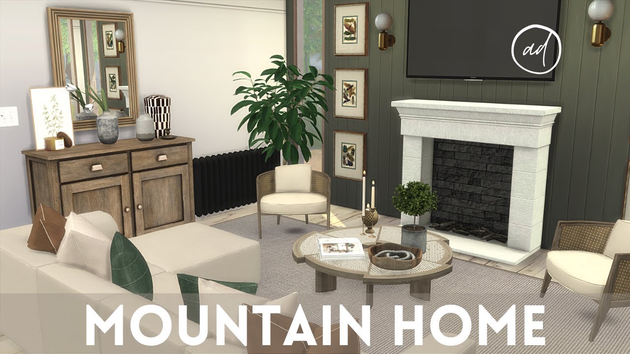 MOUNTAIN HOME WITH ROOFTOP TERRACE || Sims 4 || CC SPEED BUILD + CC List