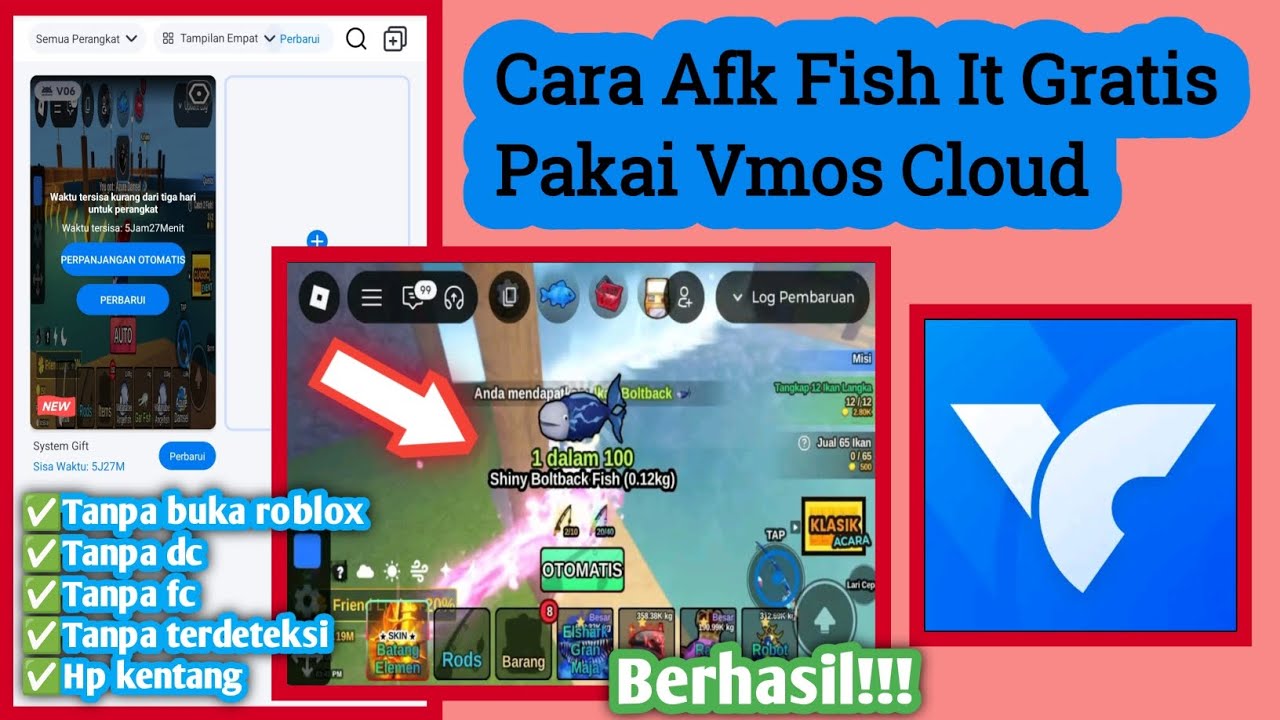 Cara Afk Fish It Gratis Pakai Vmos Cloud | Cara Pakai Vmos Cloud Gratis Fish It