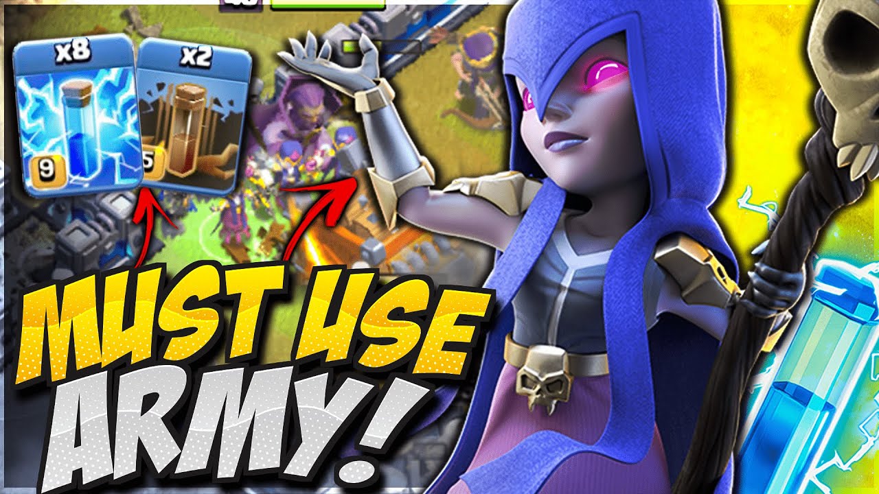 BEST TH12 War Army YOU should be Using! TH12 Zap Mass Witch Attack is OP in Clash of Clans