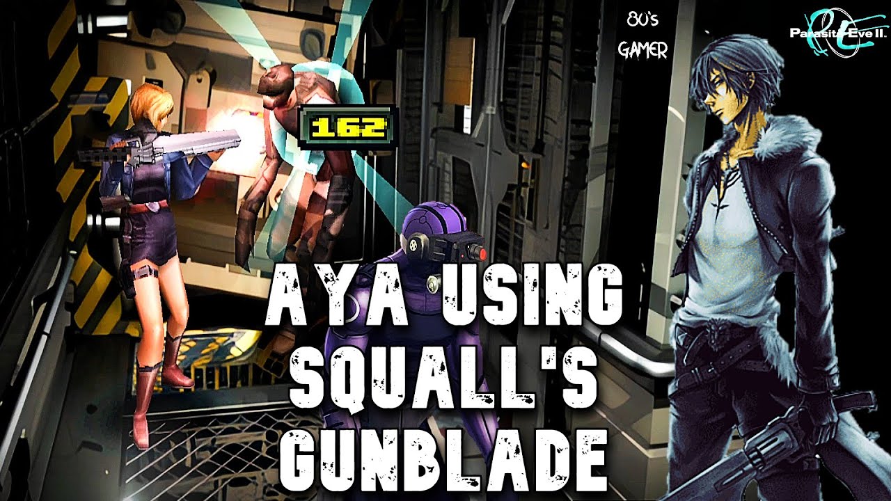 Parasite Eve II- Aya using Squall's Gunblade against Bishop Golems