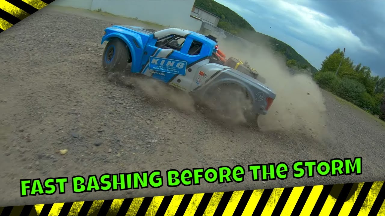 1/10 Scale Rc Car Losi Baja Rey King Shock Ford Raptor Fast Bashing Before the Storm