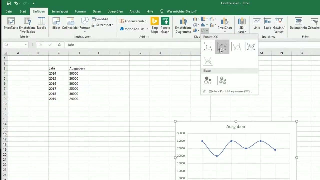 Excel: X- und Y-Achse richtig festlegen