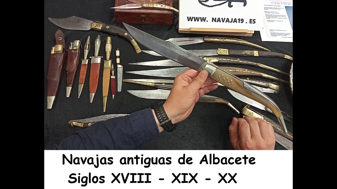Navajas de ALBACETE las mejores para colección, antiguas y con leyenda escrita en esmalte rojo