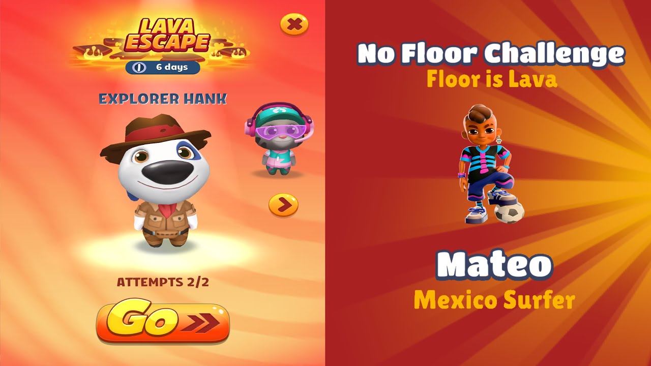 Talking Tom Gold Run Lava Escape Event VS Subway Surfers Floor is Lava Gameplay