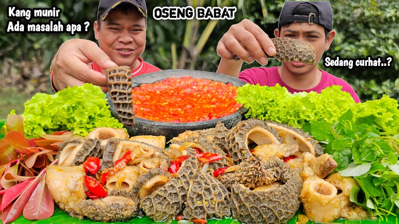 CERITA MASALAH APA ? MAKAN OSENG BABAT + LALAPAN MENTAH + SAMBAL PEDAS, NGEUNAH