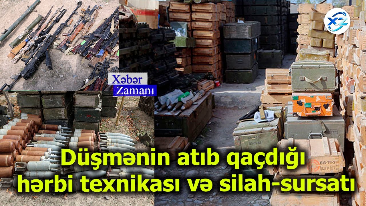 D&uuml;şmənin atıb qa&ccedil;dığı hərbi texnikası və silah-sursatı - Fotolar cebheden son xeberler