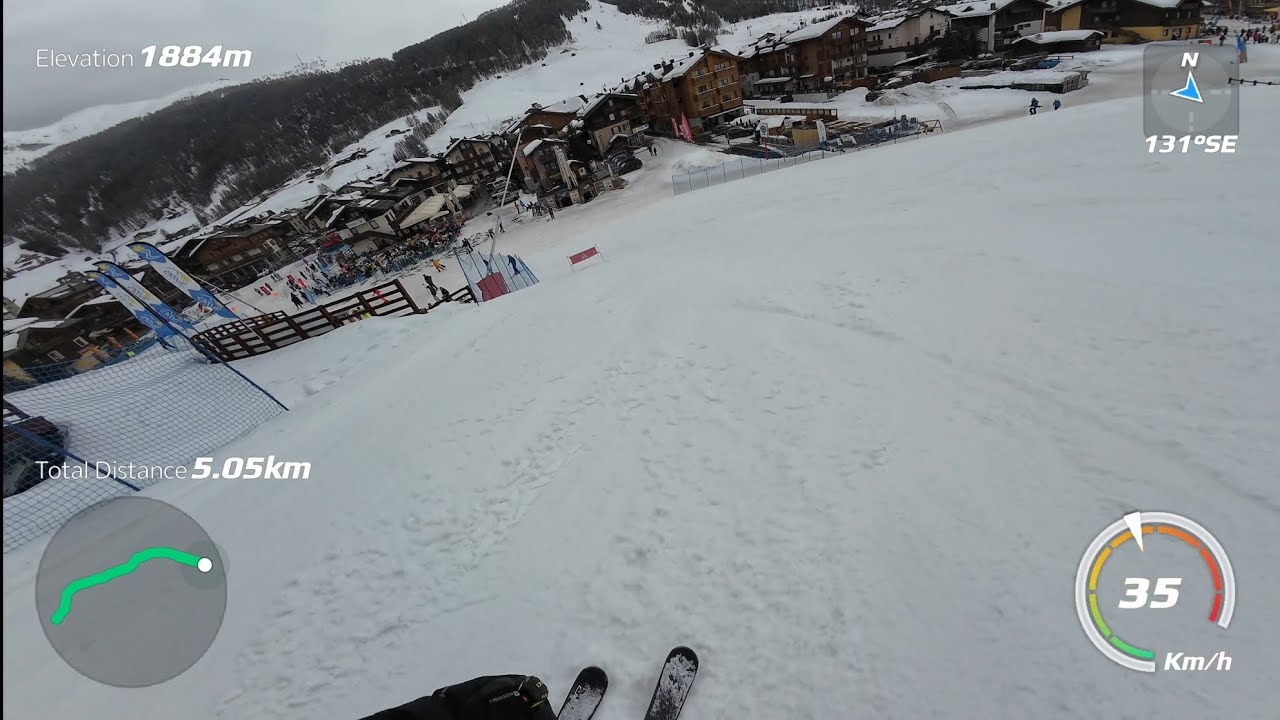 The longest route in Livigno is 5km slope from the top of Blesaccia slope all the way to the city