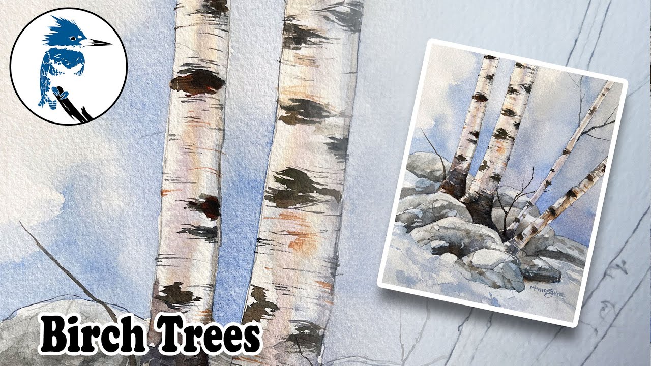 How to Paint Birch Trees and Rocks Part 1 | How to Watercolor Paint | R K McGuire
