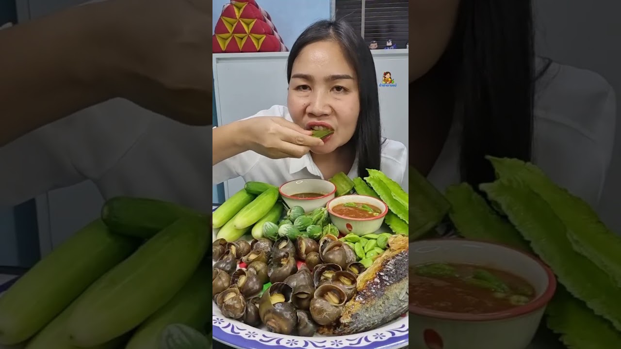 หอยโข่งนาตัวใหญ่กับน้ำพริกปลาทู #หอยโข่งนา #น้ำพริกปลาทู