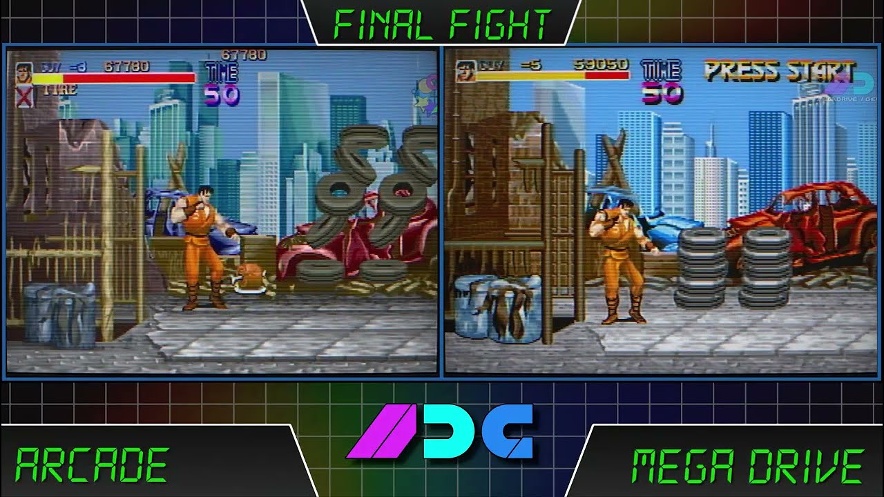 Final Fight (CPS-1) #Vs Final Fight (Mega Drive) #LongPlay #comparison