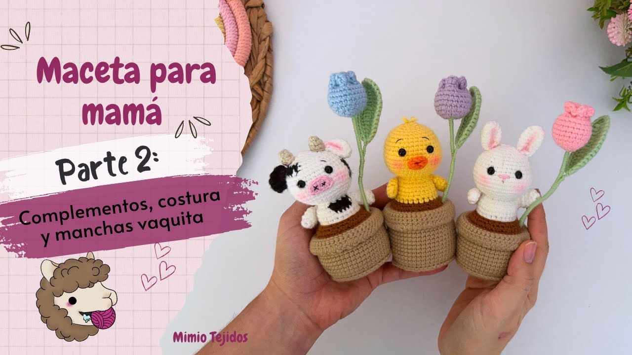 Part2 - Teje esta tierna maceta en UNA SOLA PIEZA - Especial para mamá - Rápida y fácil de hacer.