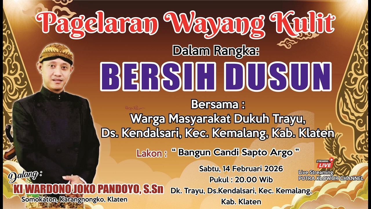 #livewayangkulit KI WARDONO JOKO PANDOYO - BANGUN CANDI SAPTO ARGO -BERSIH DUSUN DK.TRAYU,KENDALSARI