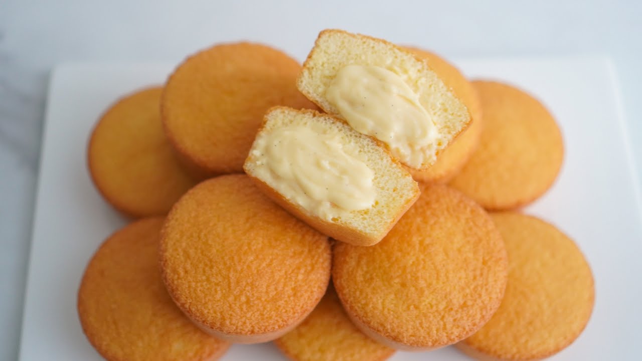 Thử ngay công thức bánh bông lan custard mềm mịn và thơm vị vani / Custard cake 4K!