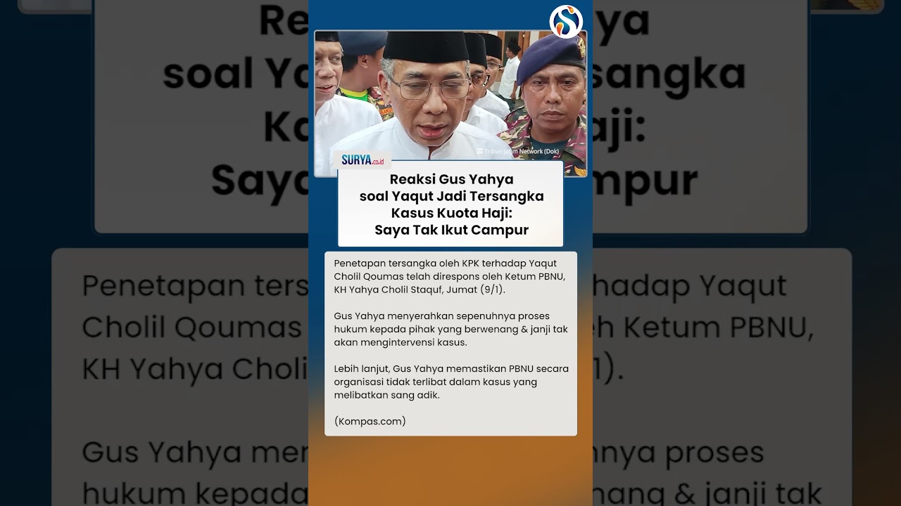 JAWABAN GUS YAHYA soal Yaqut Cholil Jadi Tersangka Kuota Haji: Saya Tak Ikut Campur