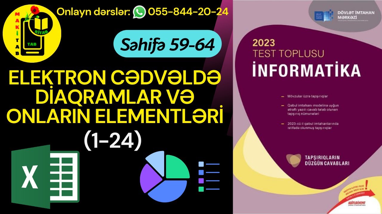 DİM TEST TOPLUSU 2023 İNFORMATİKA | ELEKTRON CƏDVƏLDƏ DİAQRAMLAR VƏ ONLARIN ELEMENTLƏRİ | MS EXCEL