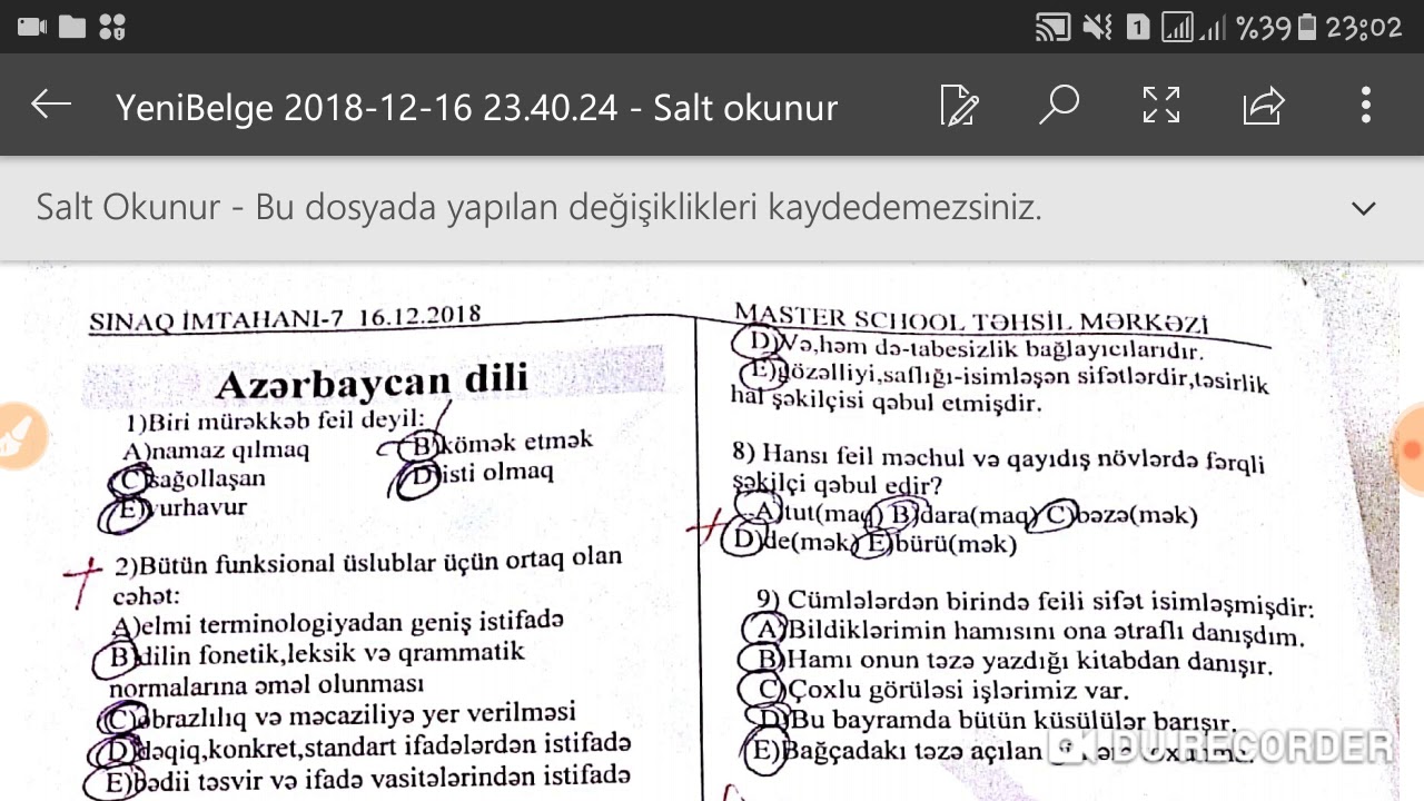 Dövlət qulluğu Azərbaycan dili Sınaq izahı 0503553491