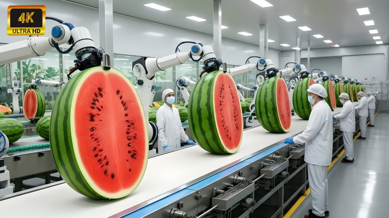 Dentro de una Mega Fábrica de Jugo de Sandía 🍉 Producción Masiva