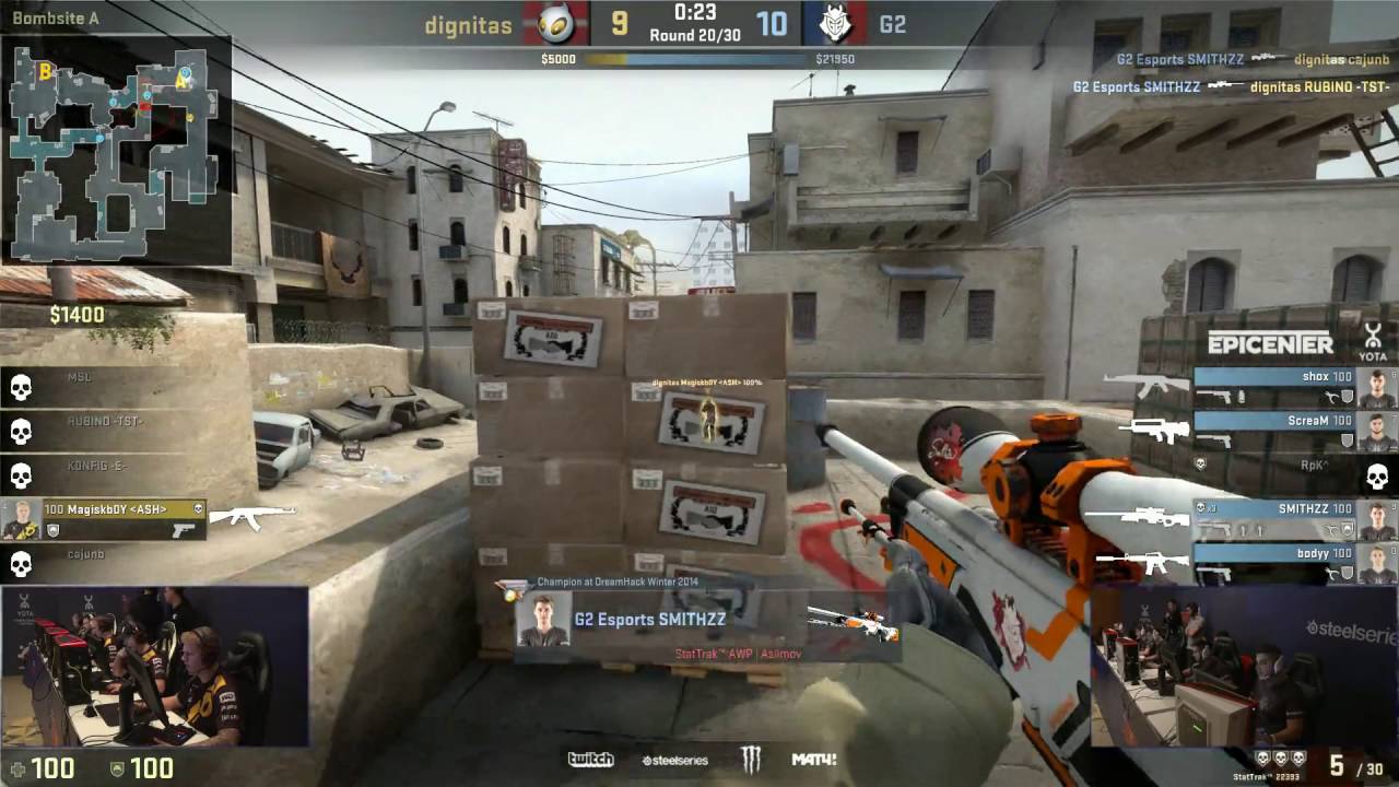 CS:GO Smithzz 4k AWP Dignitas vs G2 EPICENTER: Moscow