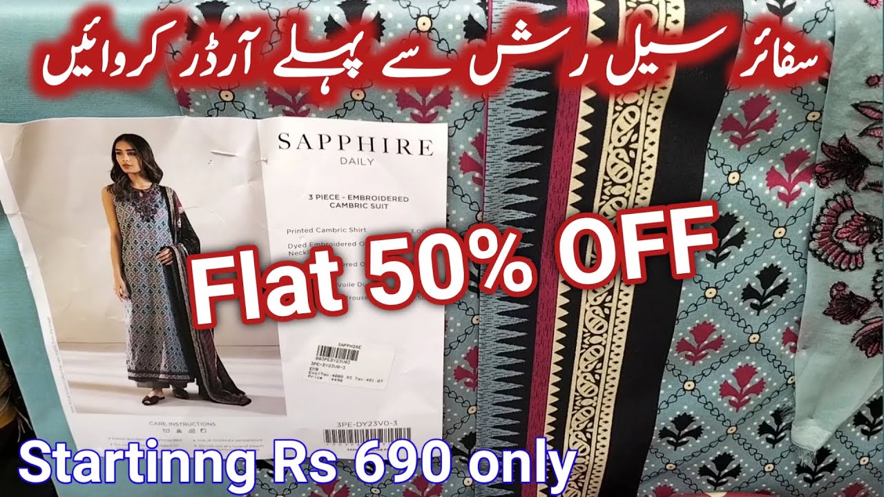 Sapphire Sale Flat 50% & 35% off on summer collection  2023
