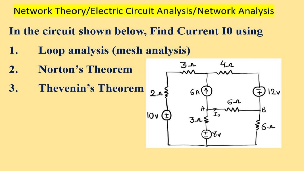Найдите ток I0, используя метод контурного анализа (метод контурных токов), теорему Нортона и тео...