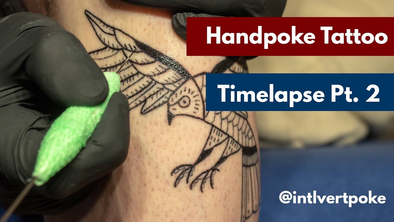 Handpoke Bird Tattoo Timelapse - Pt. 2 - @oscardarko Design
