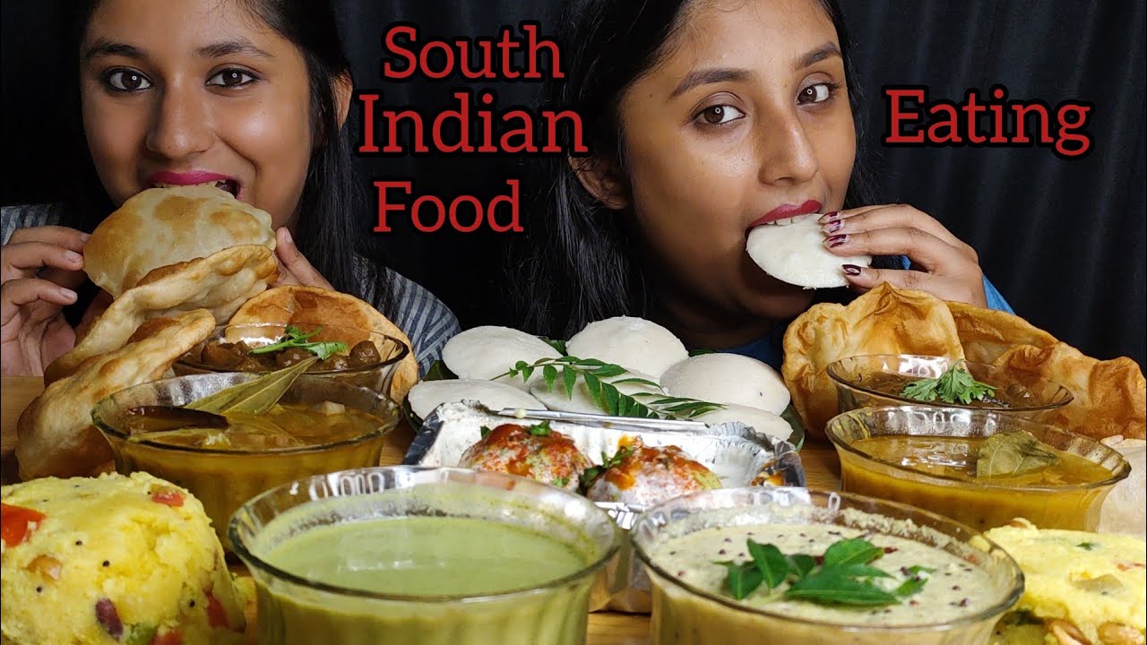 Eating South Indian Food😋 Ok Idli,sambar,Dahi Vada,Upma,Mini Chole Bhature🍲|Eating show😋