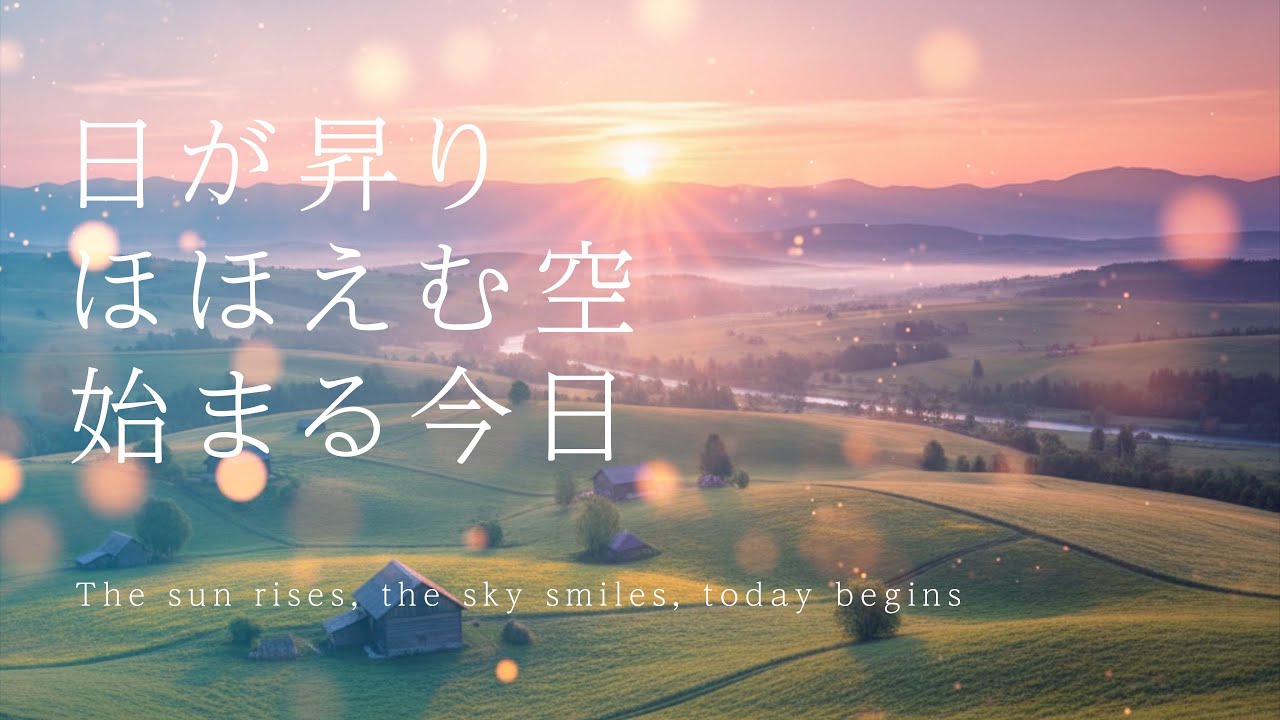 【やさしいBGM】「日が昇り ほほえむ空 始まる今日」The sun rises, the sky smiles, today begins／癒し・睡眠・作業・リラックス・ヒーリング／4K