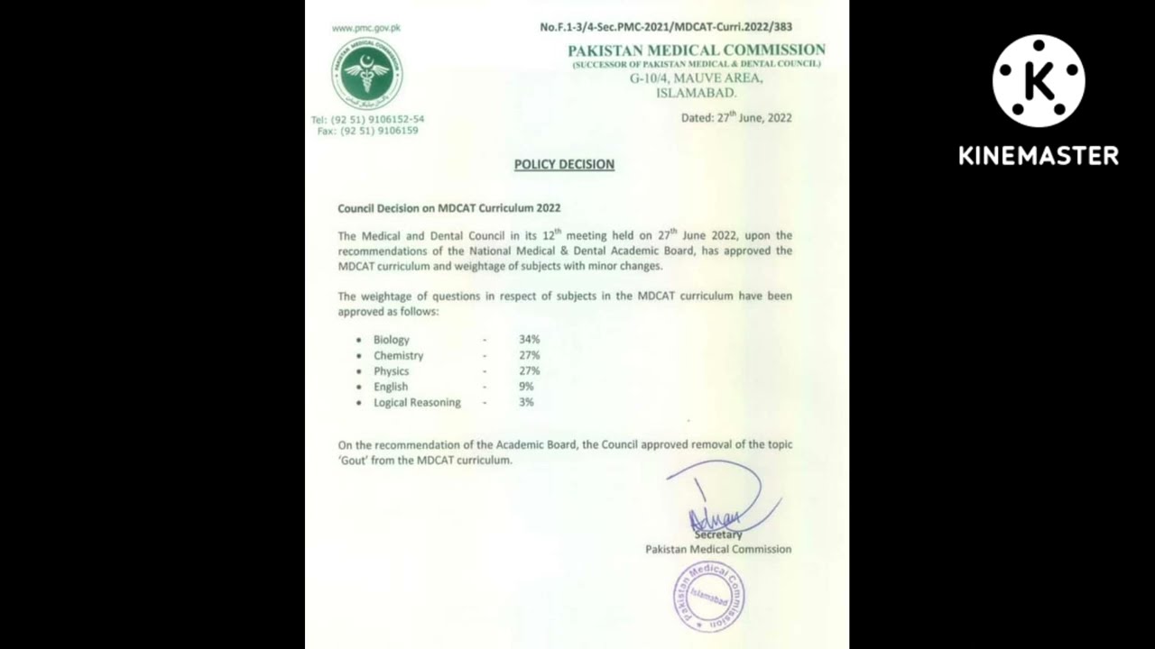 PMC MDCAT Passing Marks Reduced 55% Latest Notification for 2022 Candidates 😮🇵🇰