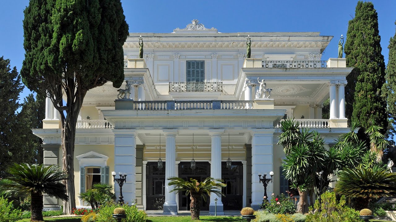 Achilleion Palace walk in Corfu island, Greece