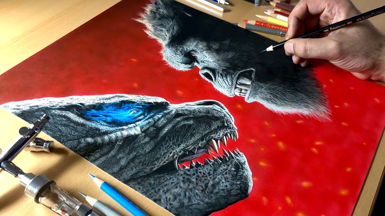 Drawing Godzilla vs. Kong - Timelapse | Artology