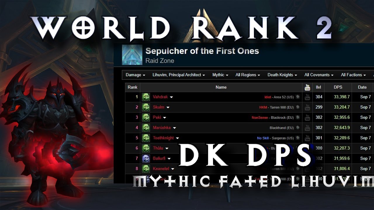 WORLD RANK 2 DEATH KNIGHT Mythic Fated Lihuvim UNHOLY DK World of Warcraft  Shadowlands Season 4