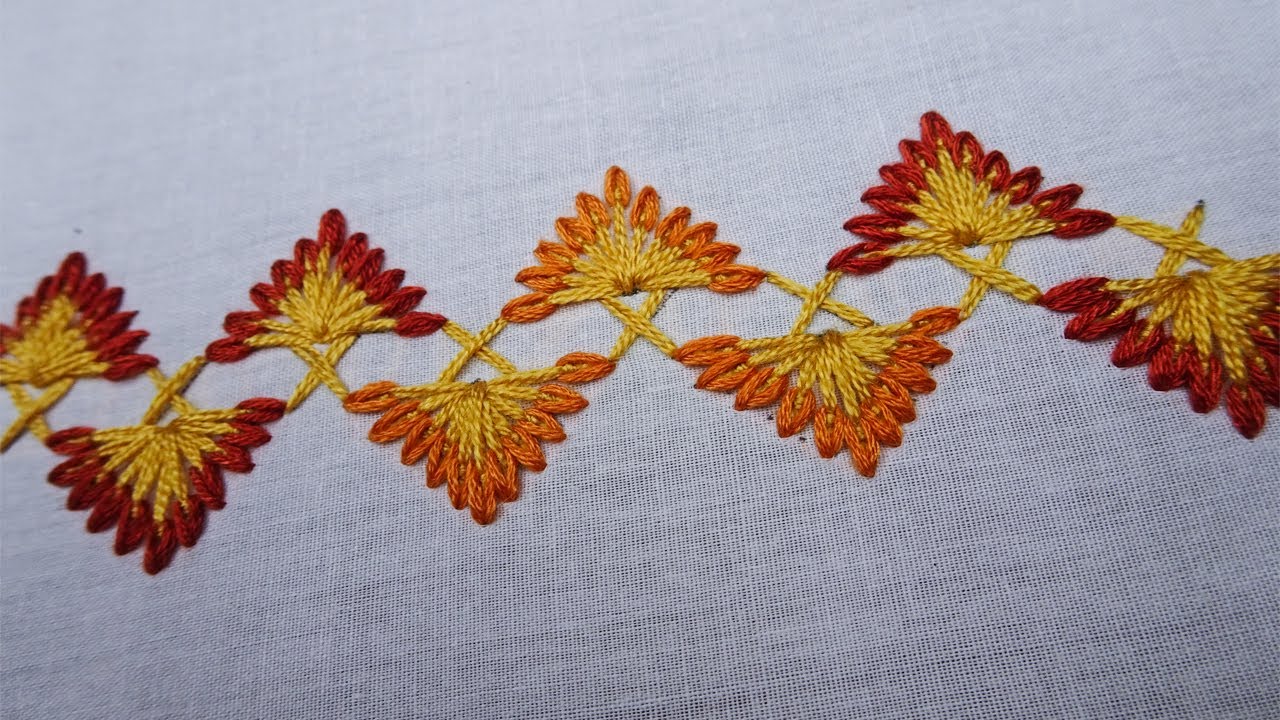 New hand embroidery bold border design with easy following tutorial💖