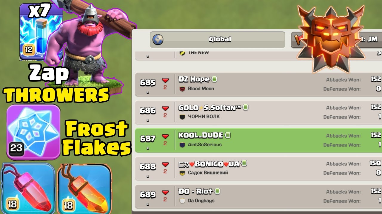Zap Thowers Top600 Legend League Ranked Mode Attacks December Season 