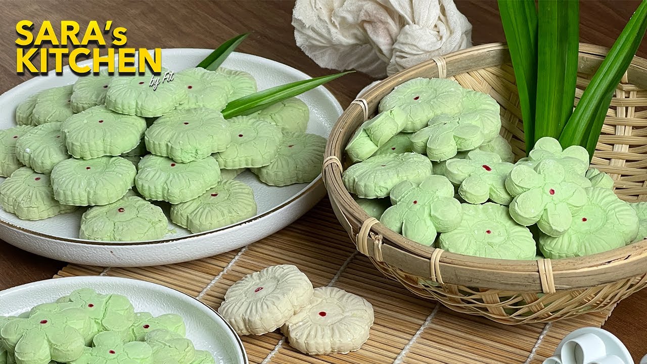 Kuih Bangkit Pandan Cair di Mulut | 斑斓番婆餅 –入口即化 | Coconut Cokkies Melt in Mouth |