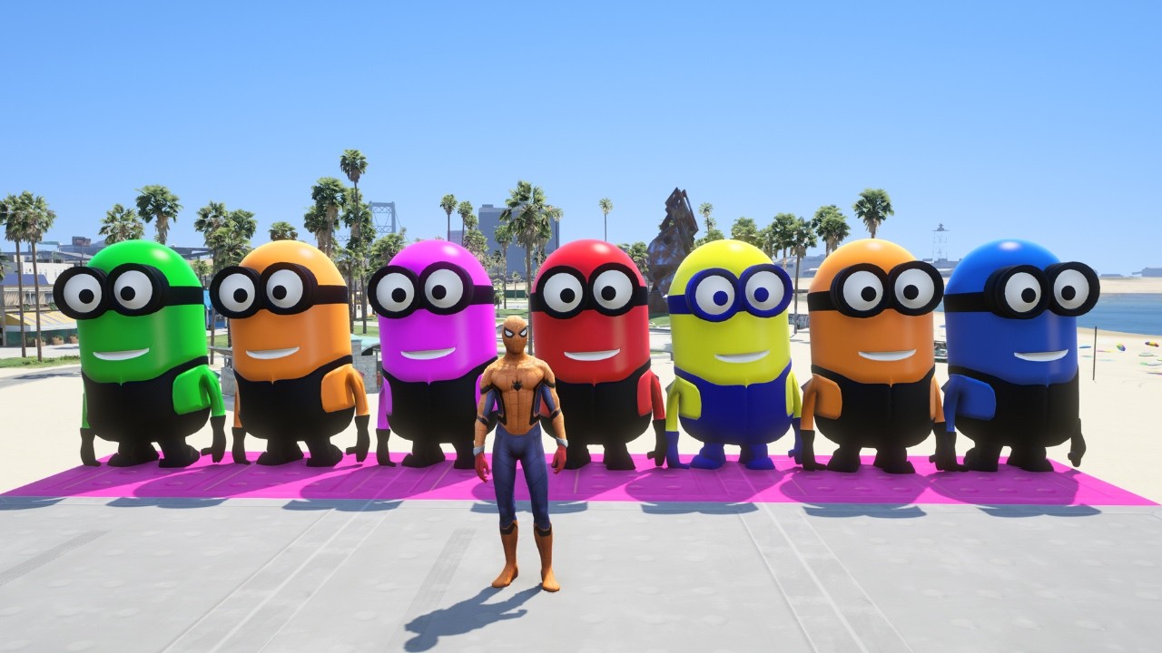 GTA 5 Epic Ragdolls RED SPIDERMAN VS RED MINION VS GREEN MINIONEuphoria Physics & Funny Fails 66